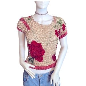 Silky Rose Shortsleeved Y2K Popcorn Shirt